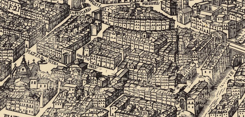 Ancient map of the Jewish ghetto of Rome